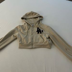 Beige, LA, cropped hoodie ( small stain on sleeve)